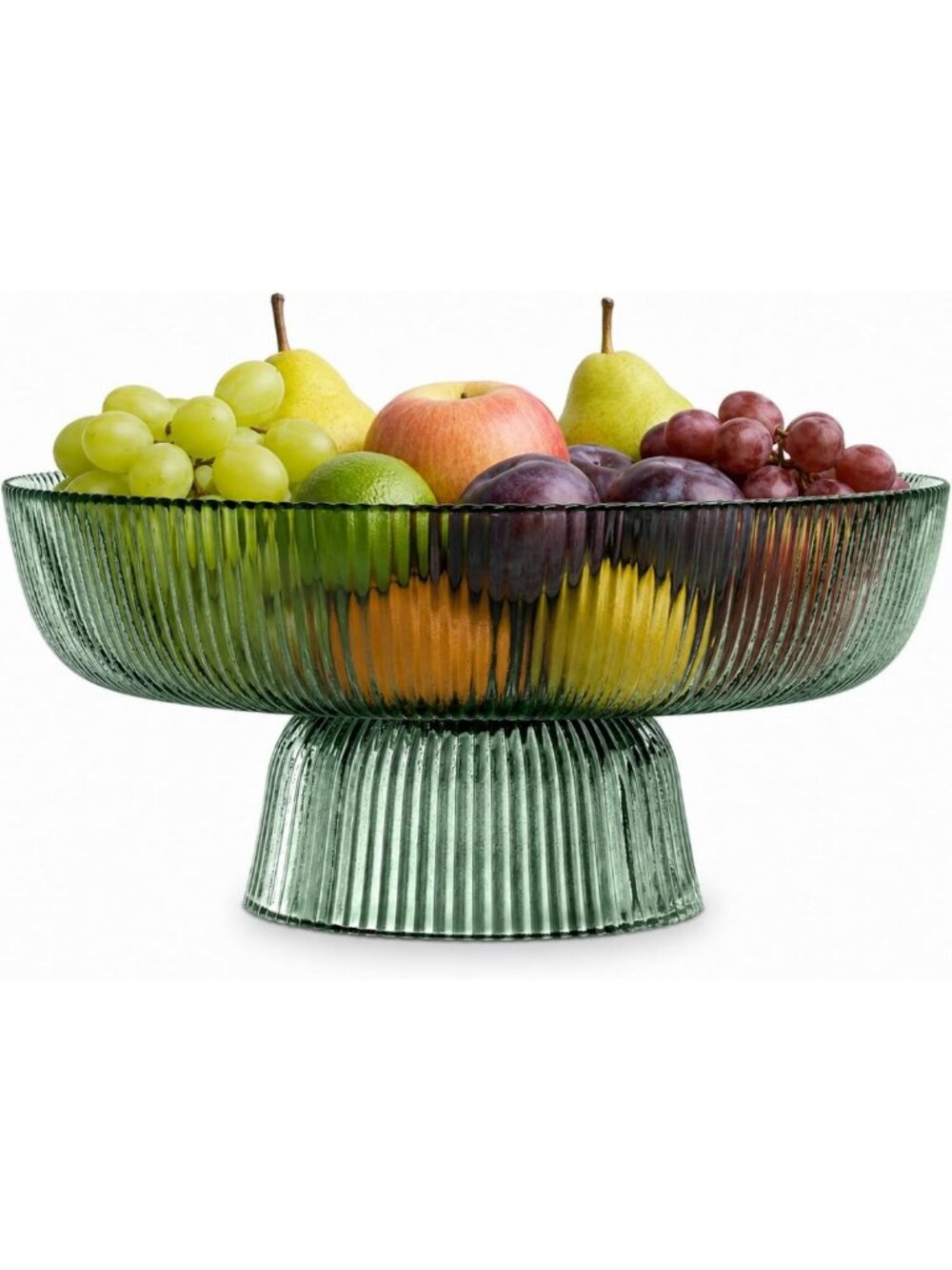 Elegant Ribbed Glass Bowl - 10.5" Decorative Serving Dish for Fruits & Snacks